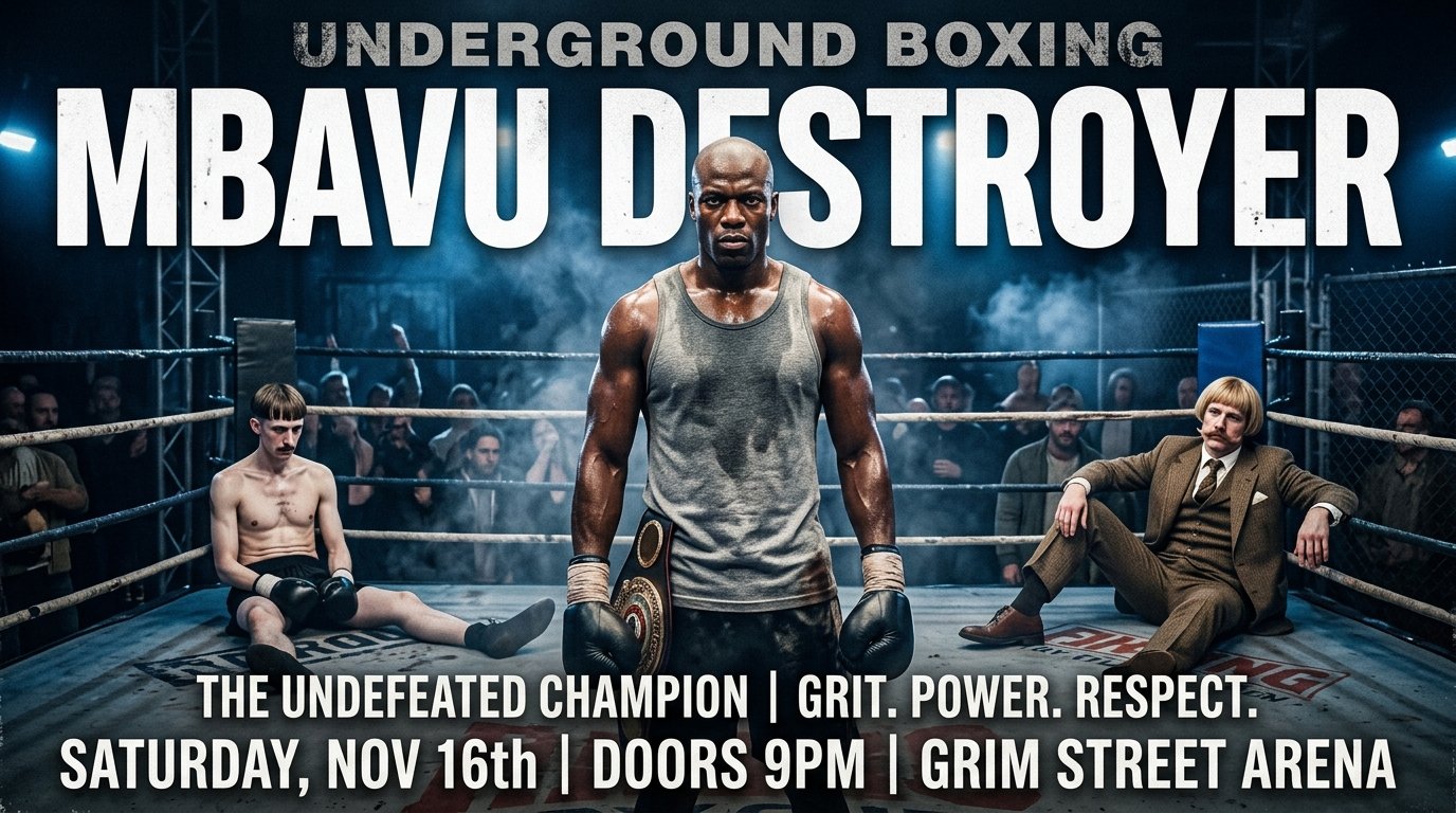 Mbavu Destroyer standing victorious in the ring